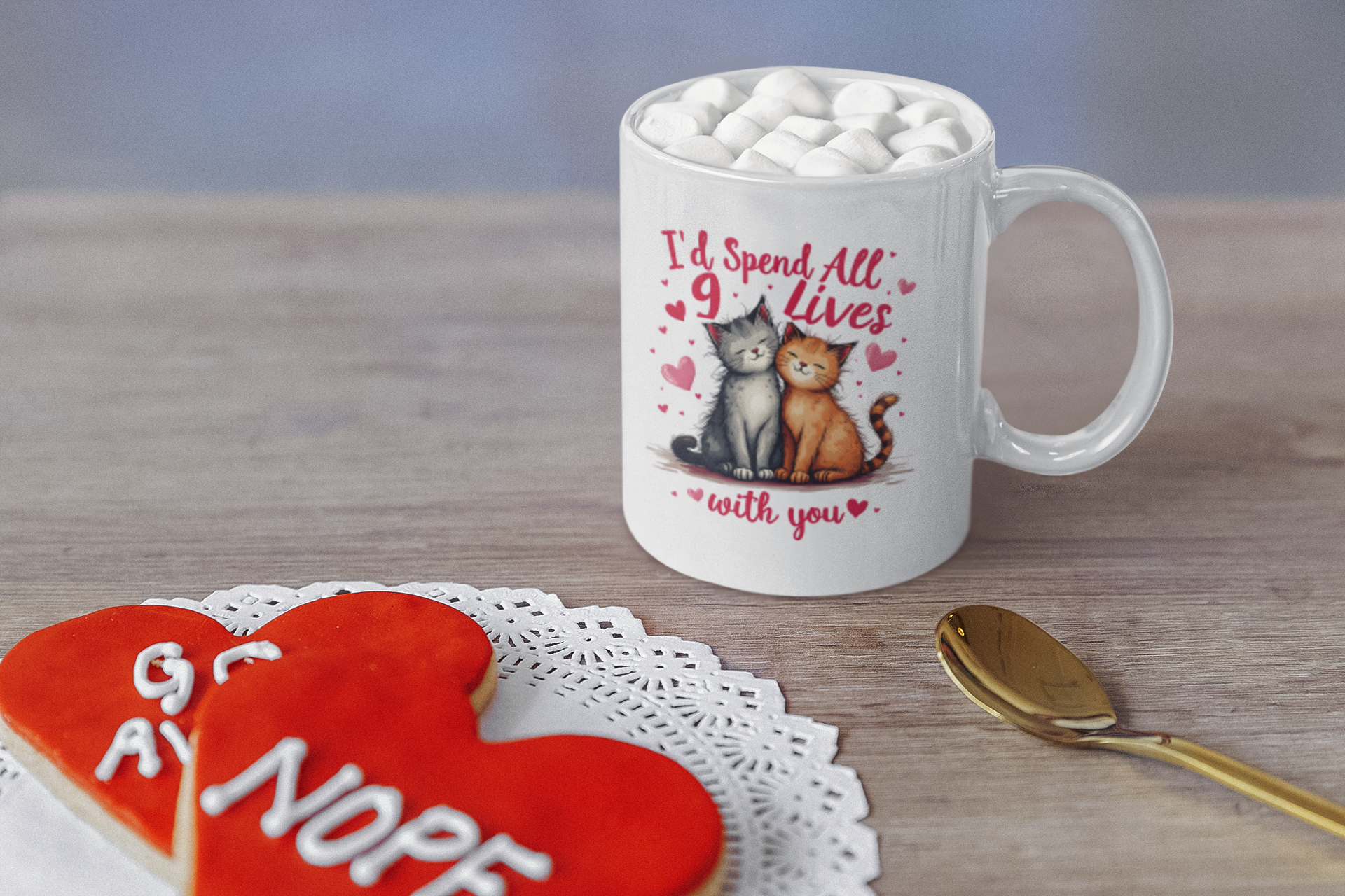 Id Spend All 9 Lives With You Cat Mug (11 oz) | Crafting Creations