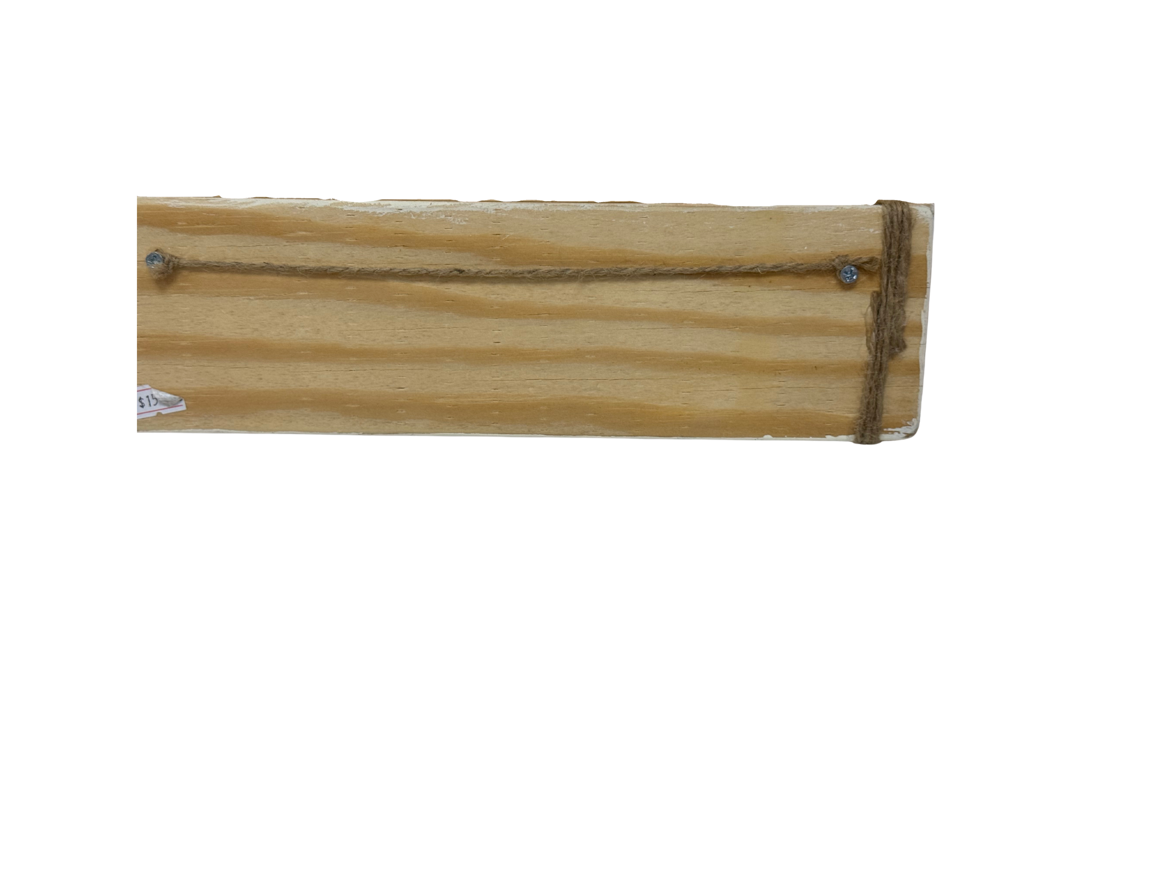 Wooden sign with a rope handle on a white background
