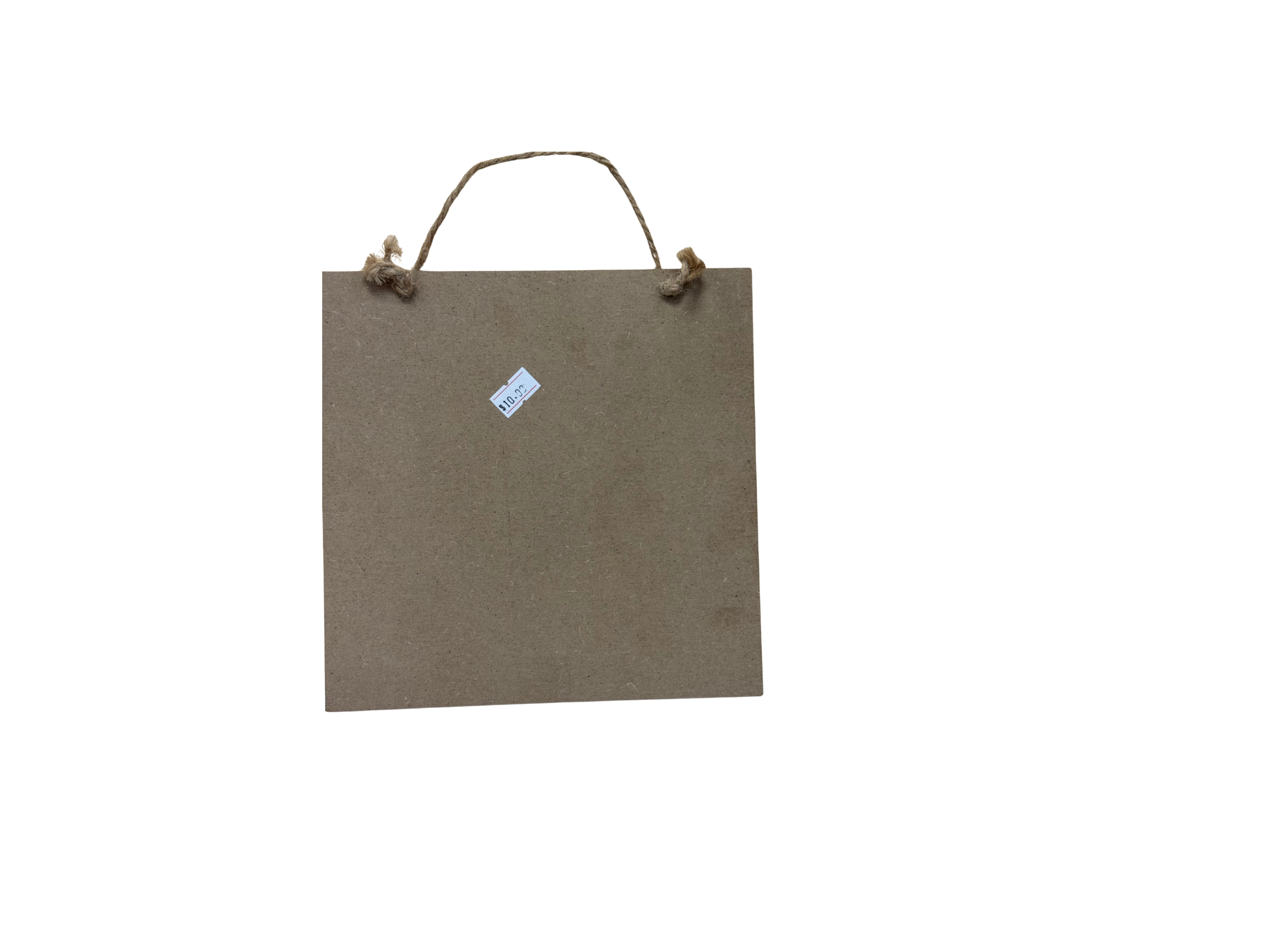 wooden sign with a handle on a white background