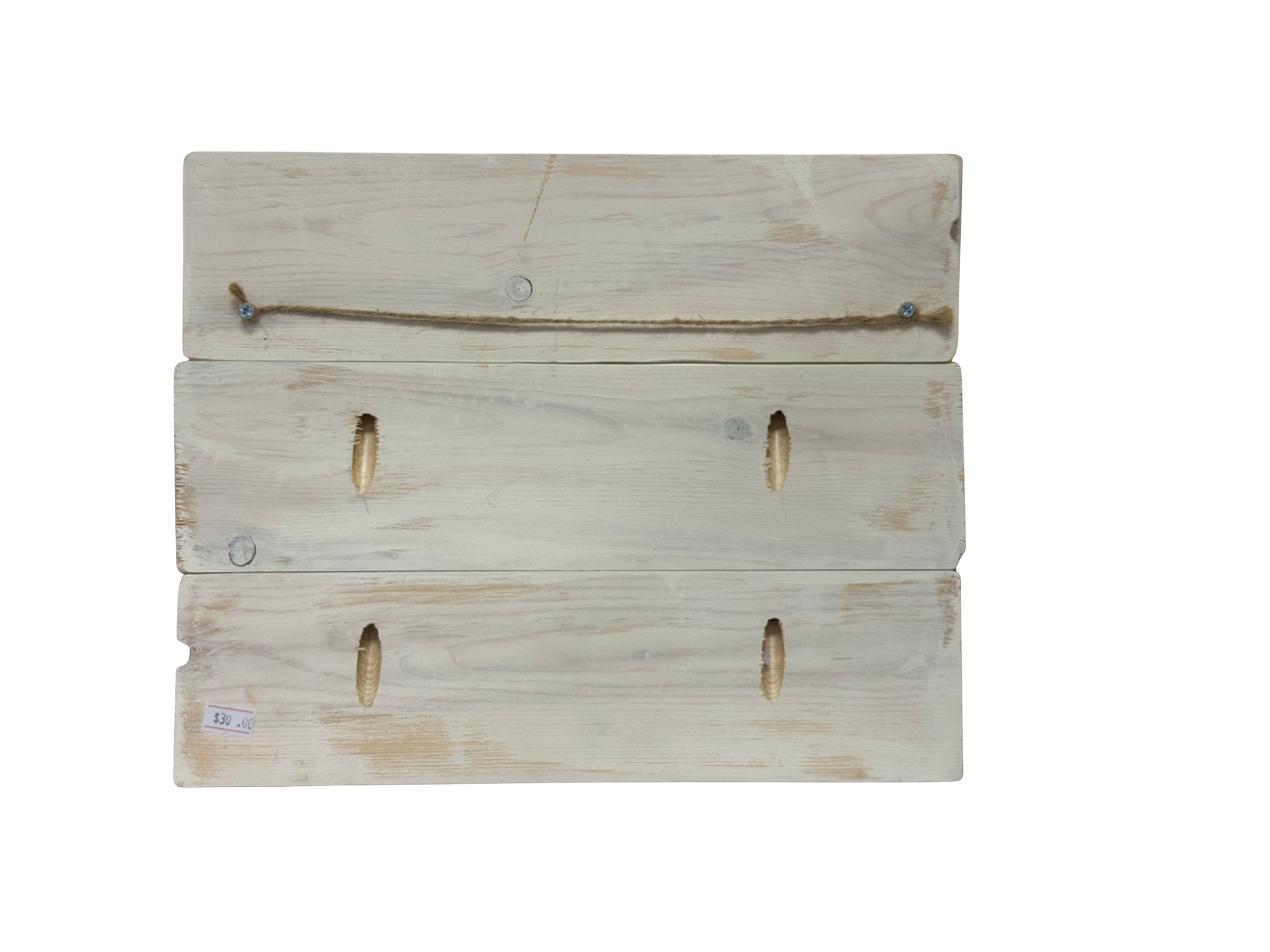 Wooden bee hive frame with multiple holes on a white background