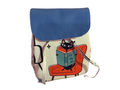 Backpack with a cat reading a book design on a white background