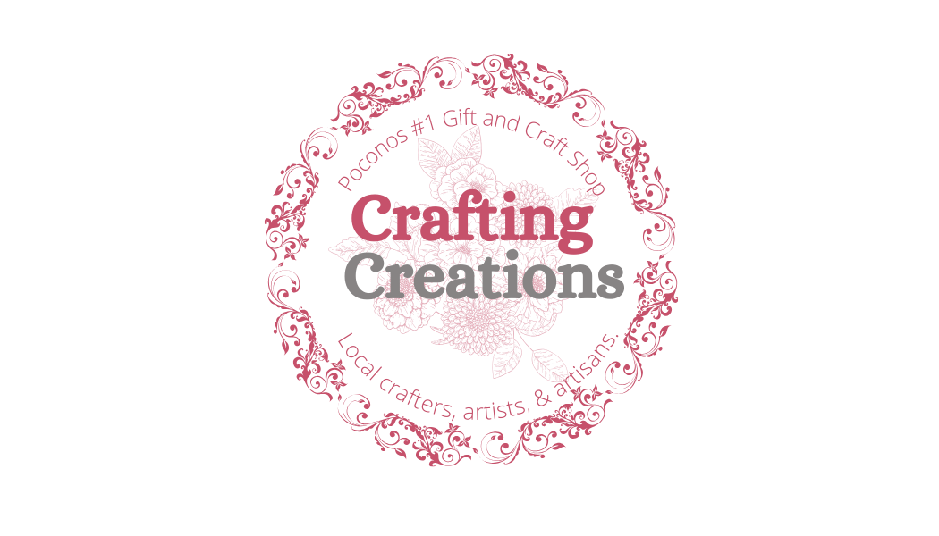 Logo of Crafting Creations with decorative elements on a white background