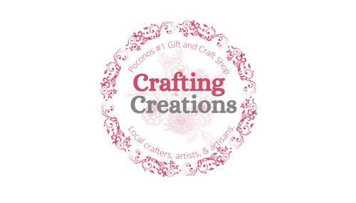 Logo of Crafting Creations with decorative elements on a white background