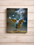 Canvas print of a dragon underwater scene on a wooden surface